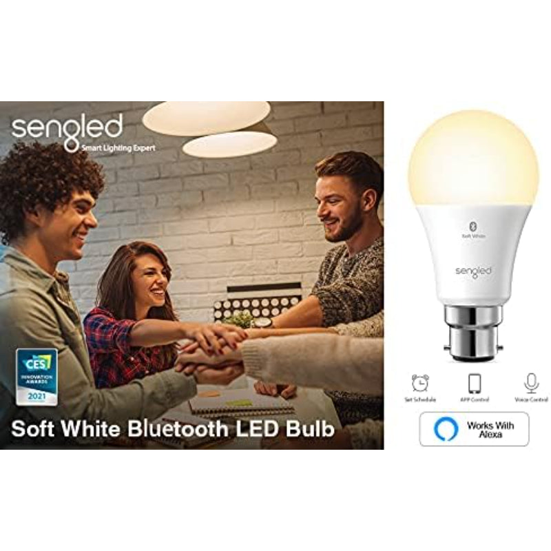 Sengled x4 Pack Bluetooth Smart LED Lightbulbs B22 – Soft White, Energy-Efficient, Dimmable, Easy Control via App, Compatible with Voice Assistants