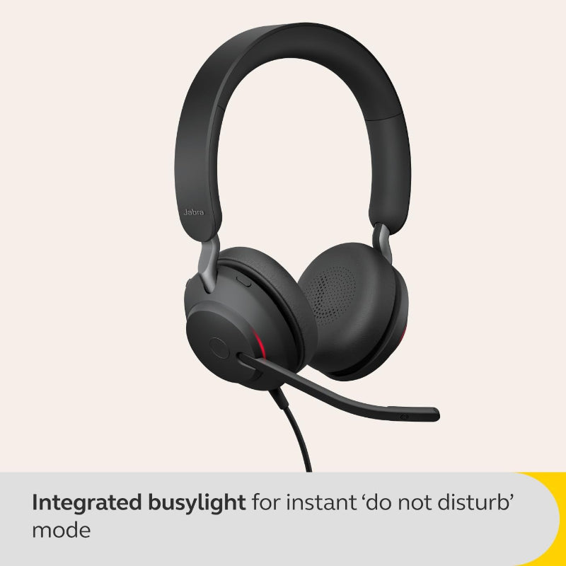 Jabra Evolve2 40 SE Wired Noise Cancelling Stereo Headset – 3-Mic Clear Calling, USB-A, Certified for Microsoft Teams