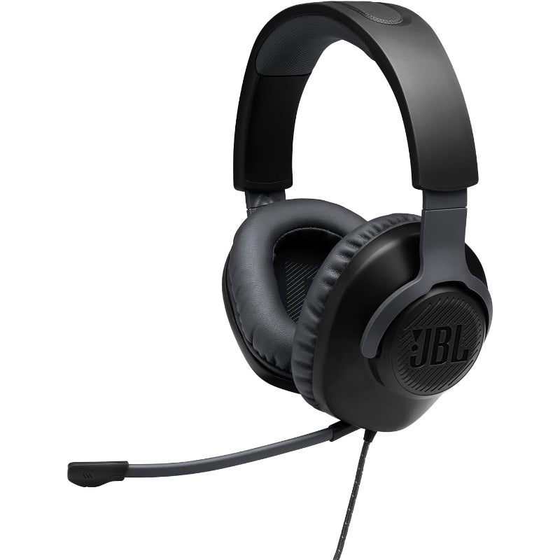 JBL QUANTUM 100 Gaming Headset Black – Lightweight Comfort, Immersive QuantumSURROUND Sound, Detachable Boom Mic for PC & Console Gaming