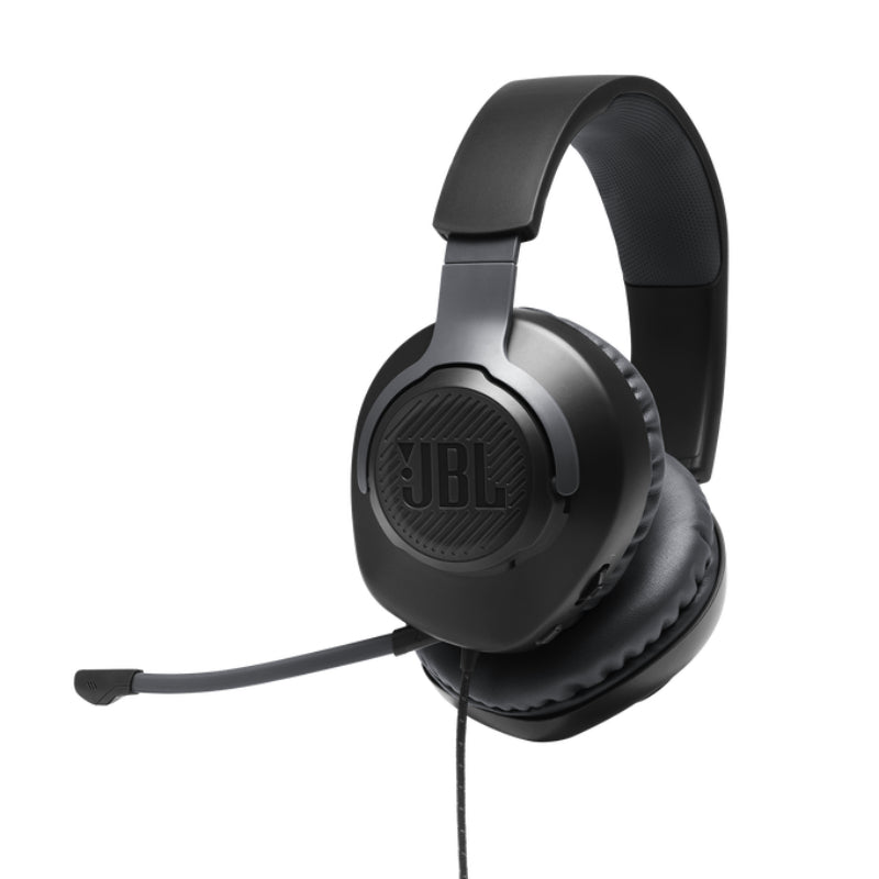 JBL QUANTUM 100 Gaming Headset Black – Lightweight Comfort, Immersive QuantumSURROUND Sound, Detachable Boom Mic for PC & Console Gaming