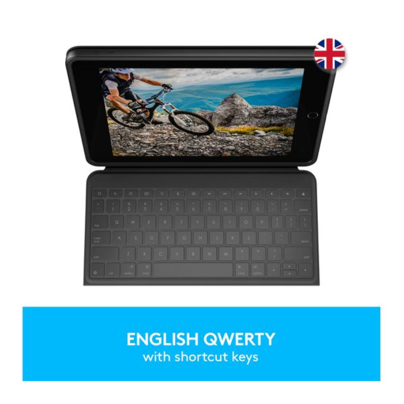 Logitech Rugged Folio Keyboard Case for Apple iPad 10.2” (7th & 8th Gen) – Durable Protective Case, Integrated Bluetooth Keyboard, Multi-Angle Viewing, Shockproof & Spill-Resistant